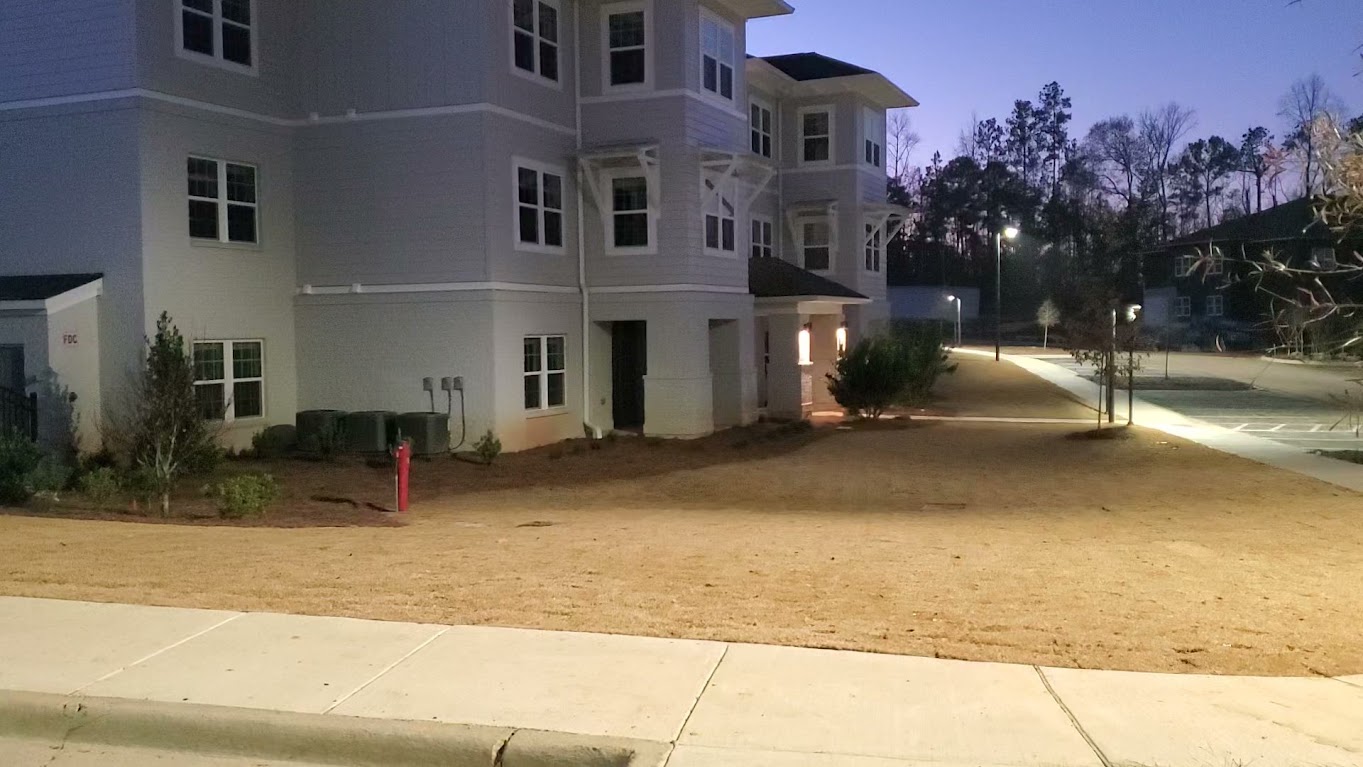 Greystone building exterior lighting