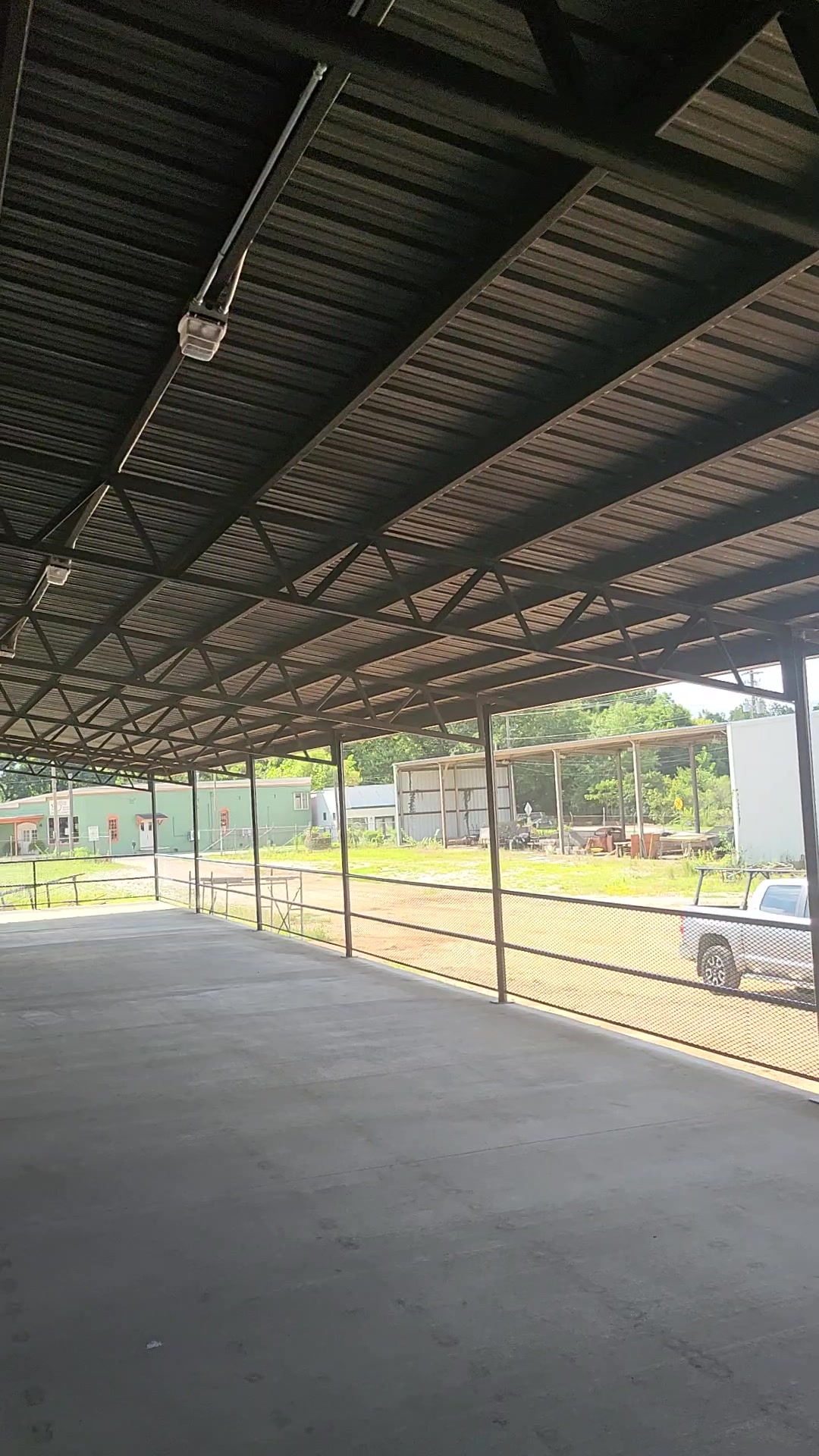 Covered exterior electrical work area at Southerly Warehouse