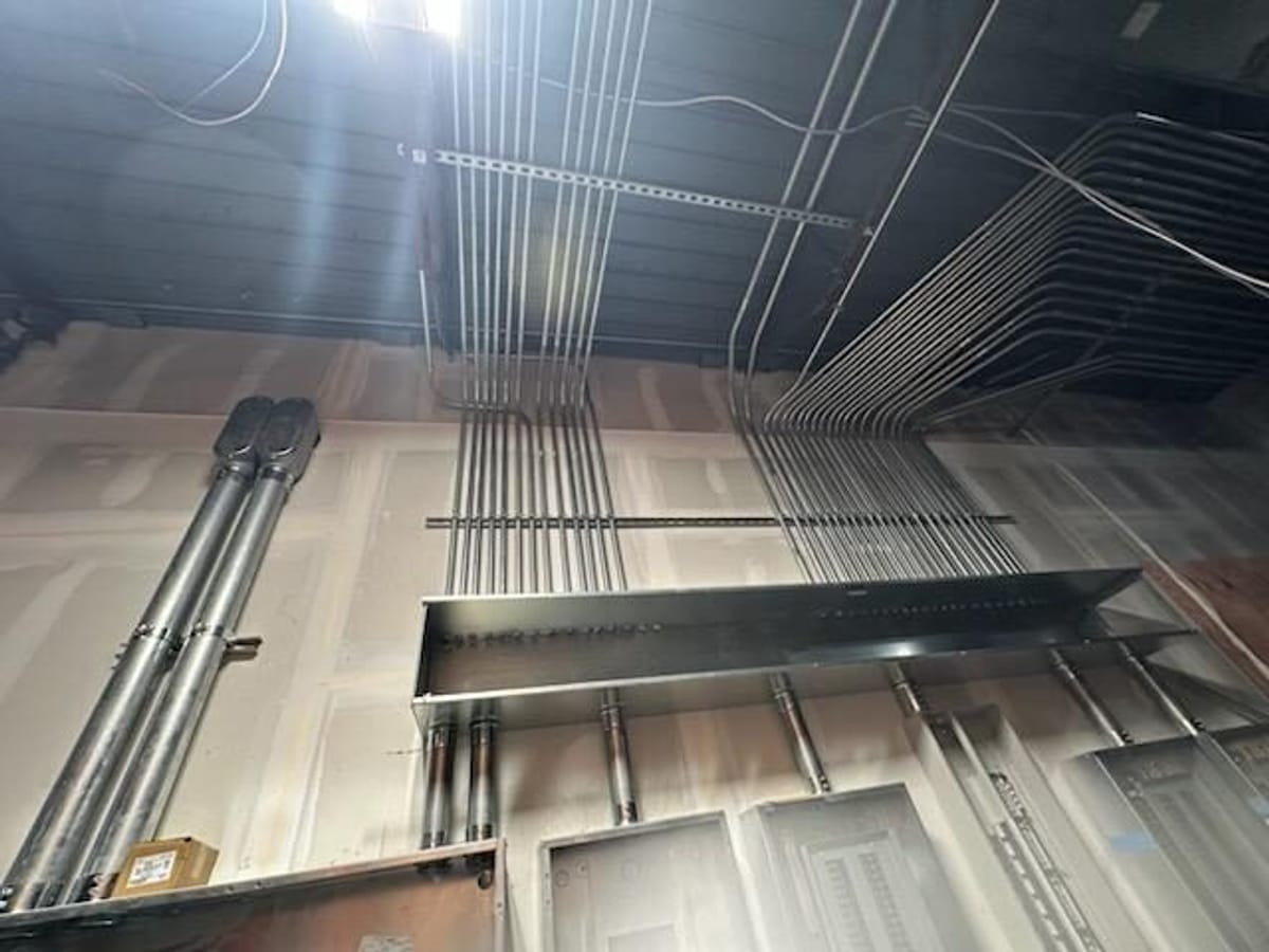 Clean parallel electrical conduit runs at T.J. Maxx in Wetumpka, Alabama